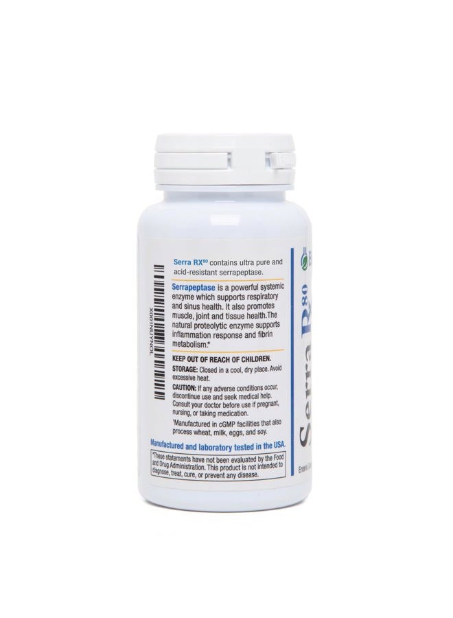 Biomedic Labs RX Serra-RX 80,000 SPU Serrapeptase - Acid-Resistant Proteolytic Systemic Enzyme, Non-GMO, Gluten Free, Vegan, Supports Sinus & Lung Health, 90 Veg Capsules - Image 3