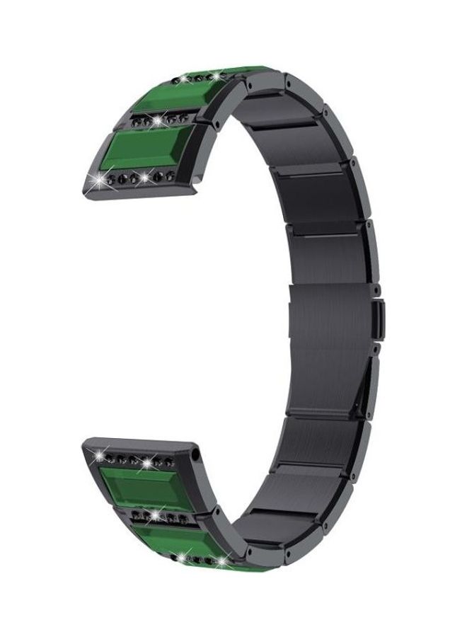 BGM Diamond Encrusted Replacement Watchband For Samsung Galaxy Watch Active2 44mm/Active2 40mm/Active Black/Green - Image 1