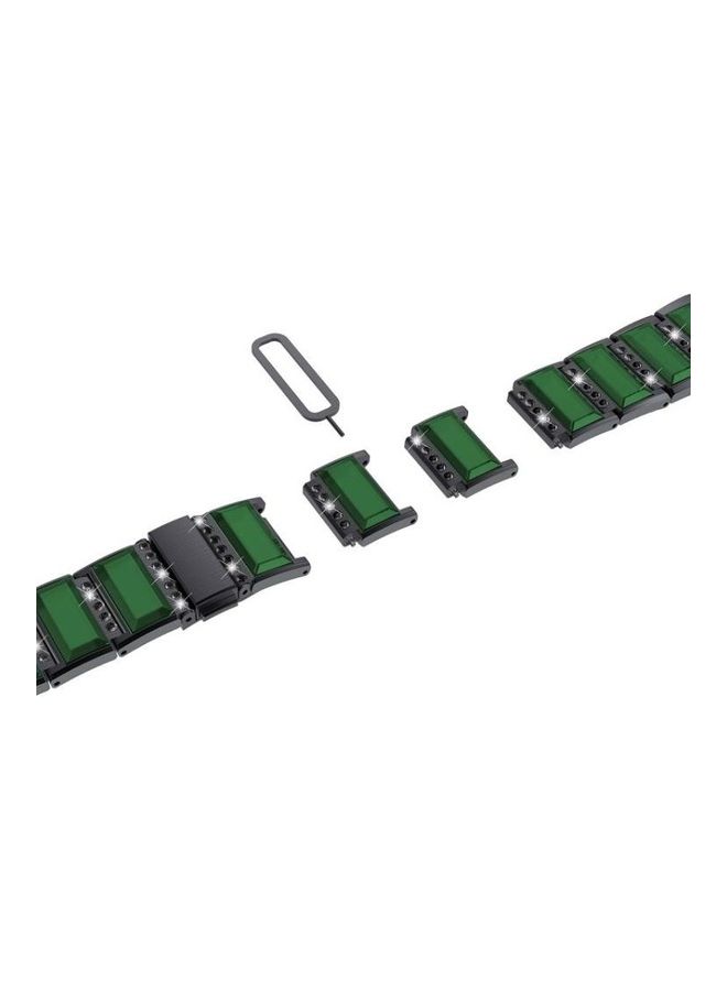 BGM Diamond Encrusted Replacement Watchband For Samsung Galaxy Watch Active2 44mm/Active2 40mm/Active Black/Green - Image 4