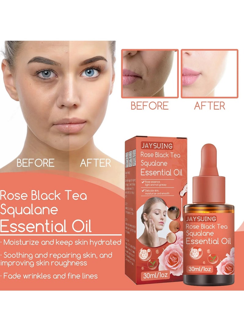 Jaysuing - Rose Black Tea Squalane Essential Oil, 30ml Anti Aging And Anti Wrinkle Serum, Moisturizing Whitening Brighten Fine Line Essential Oil For Women Body - Image 1