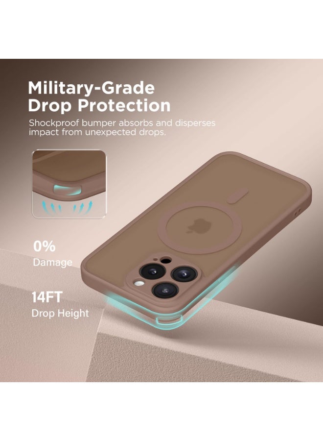 كبرارو جراب مغناطيسي لهاتف iPhone 15 Pro، [متوافق مع MagSafe] [حماية كاملة للكاميرا] جراب هاتف شفاف غير لامع رفيع مقاوم للصدمات لهاتف iPhone 15 Pro مقاس 6.1 بوصة، بني - Image 5