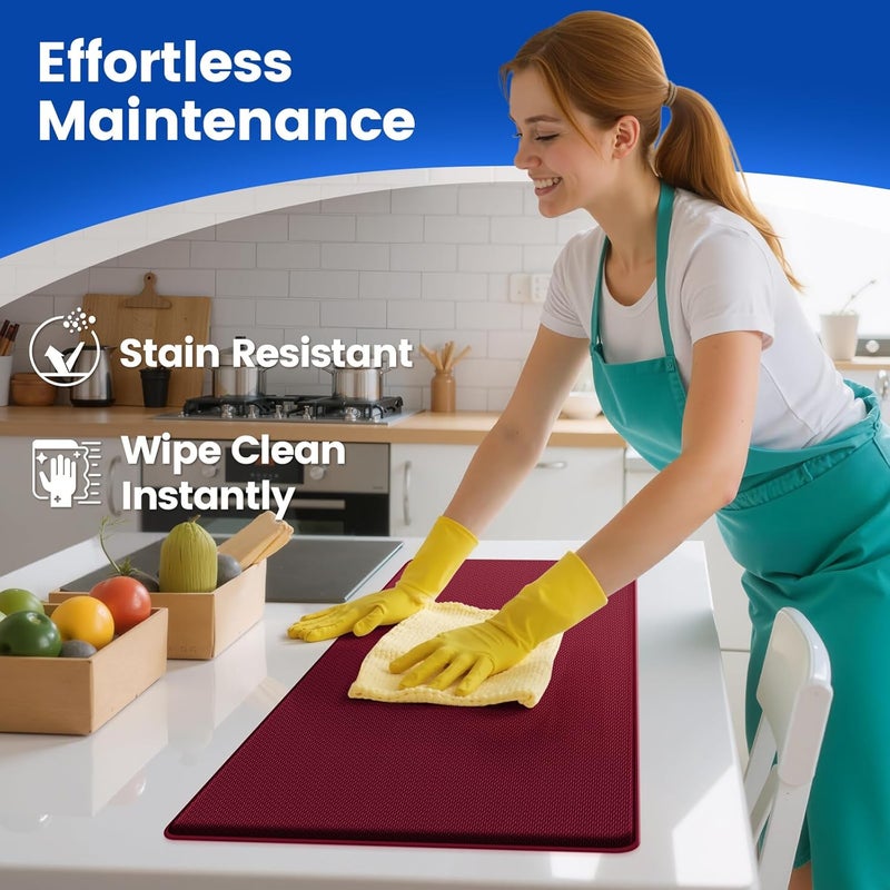 KitchenClouds Kitchen Mats for Floor,3PCS Kitchen Rugs,Non Slip Anti Fatigue Mats for Kitchen Floor,Waterproof Sink Mat,Cushioned Standing and Comfort Mats for Office,Red - Image 5