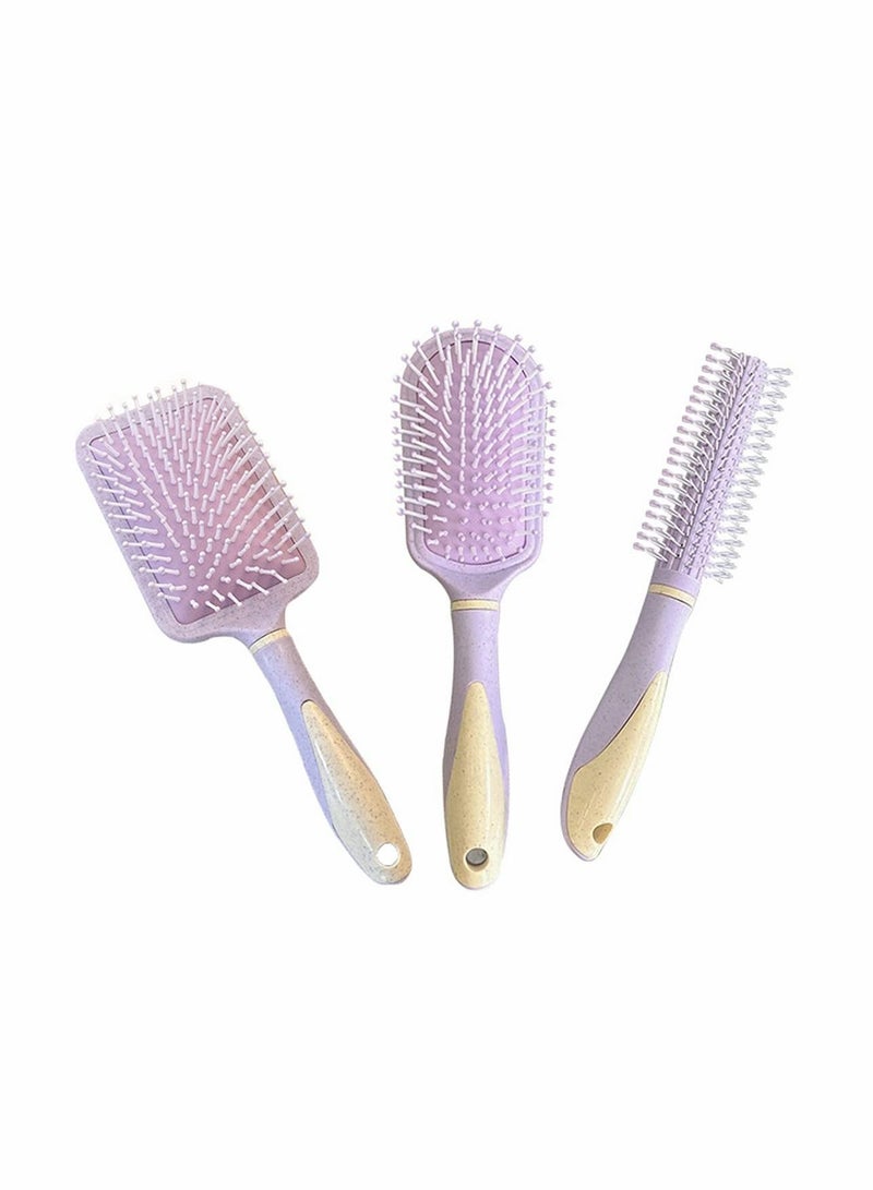 Y&D Hair Combs, 3 Pcs Massage Paddle Round Brush Brushes Set Anti Static Detangling Air Cushion Bristle Combs Hairbrush Designed for Women Men, Wet, Dry, Thick, Thin, Curly - Image 1