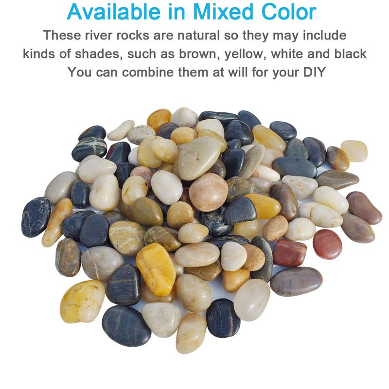 SACKORANGE 2 LB Aquarium Gravel River Rock - Natural Polished Decorative Gravel, Small Decorative Pebbles, Mixed Color Stones,for Aquariums, Landscaping, Vase Fillers (32-Oz) - Image 5