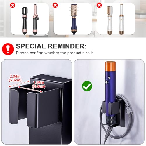 WAYASI Hair Straightener Holder Wall Mounted Blow Dryer Holder, Blow Dryer and Curling Iron Holder, Hair Dryer and Straightener Holder, Bathroom Hair Tools Organizer and Storage (Black, 1Pc) - Image 5