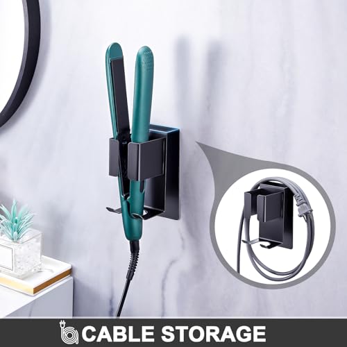 WAYASI Hair Straightener Holder Wall Mounted Blow Dryer Holder, Blow Dryer and Curling Iron Holder, Hair Dryer and Straightener Holder, Bathroom Hair Tools Organizer and Storage (Black, 1Pc) - Image 4