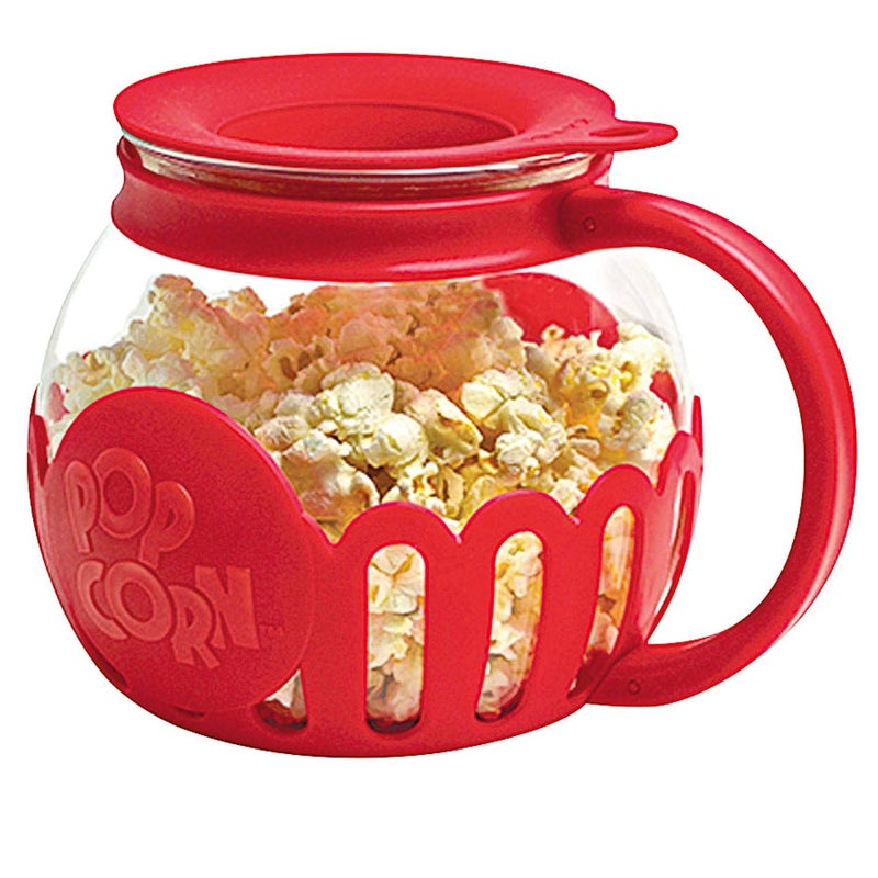 Ecolution Patented Micro-Pop Microwave Popcorn Popper with Temperature Safe Glass, 3-in-1 Lid Measures Kernels and Melts Butter, Made Without BPA, Dishwasher Safe, 1.5-Quart, Red - Image 4