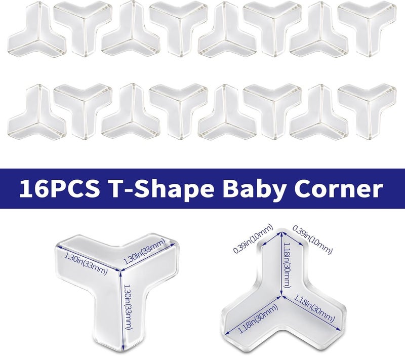YIIFELL 16 T-Shape Table Corner Protectors for Baby, Clear, 16 Pieces, Baby Proof Furniture Edge Bumpers - Image 2