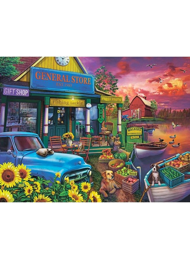 Springbok 500 Piece Jigsaw Puzzle Riverside Market Made In Usa Large Unique Cut Pieces - Image 3