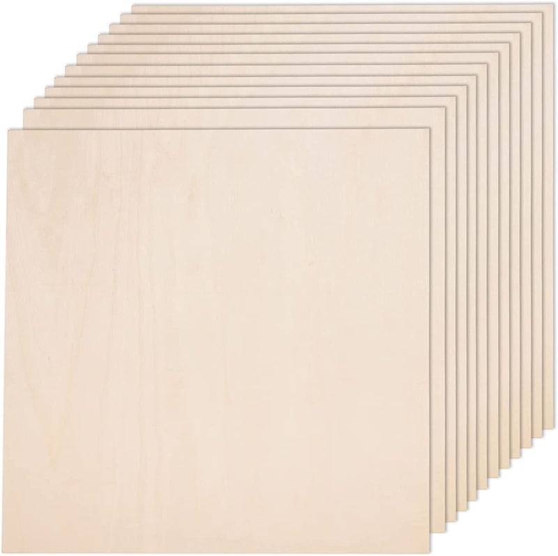 AWIZOM 12 Pack 12 x 12 x 1/16 Inch-2 mm Thick Basswood Sheets for Crafts Unfinished Plywood Sheet Square Craft Wood Sheet Boards for DIY Projects, Architecture Models, Engraving, Wood Burning, Staining - Image 1