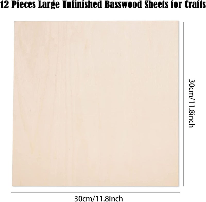 AWIZOM 12 Pack 12 x 12 x 1/16 Inch-2 mm Thick Basswood Sheets for Crafts Unfinished Plywood Sheet Square Craft Wood Sheet Boards for DIY Projects, Architecture Models, Engraving, Wood Burning, Staining - Image 2