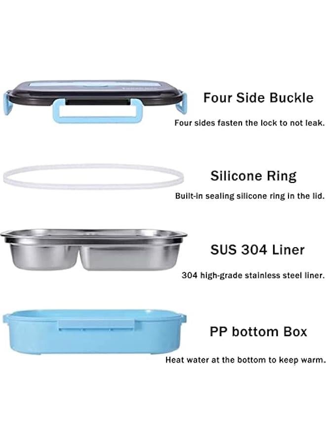FYLX Bento Boxes for Adults bento box 304 Stainless Steel with Spoon Thermal Insulation Bento lunch box 4 artments Lunch Container 1500ML - Image 4