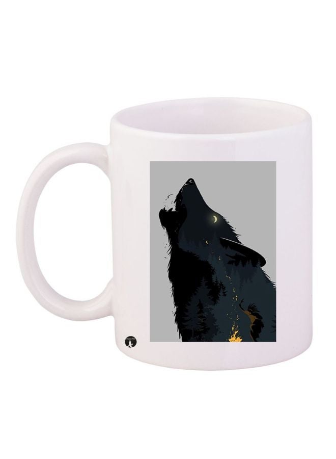 RYN Wolf Printed Coffee Mug White/Black/Grey 11ounce