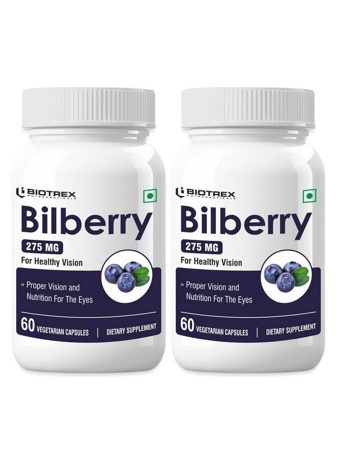 Biotrex Nutraceuticals Bilberry Extract 275mg | Antioxidant | Eye Health | Immune system | Dietary Supplement | 60 Capsules | Pack of 2 - Image 1