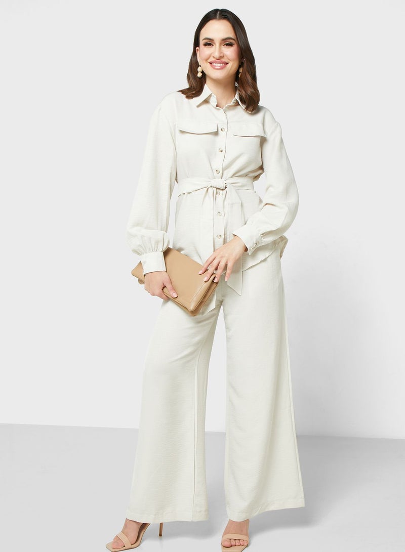 ايلا طقم بلوزة وبنطلون بأزرار - Image 1