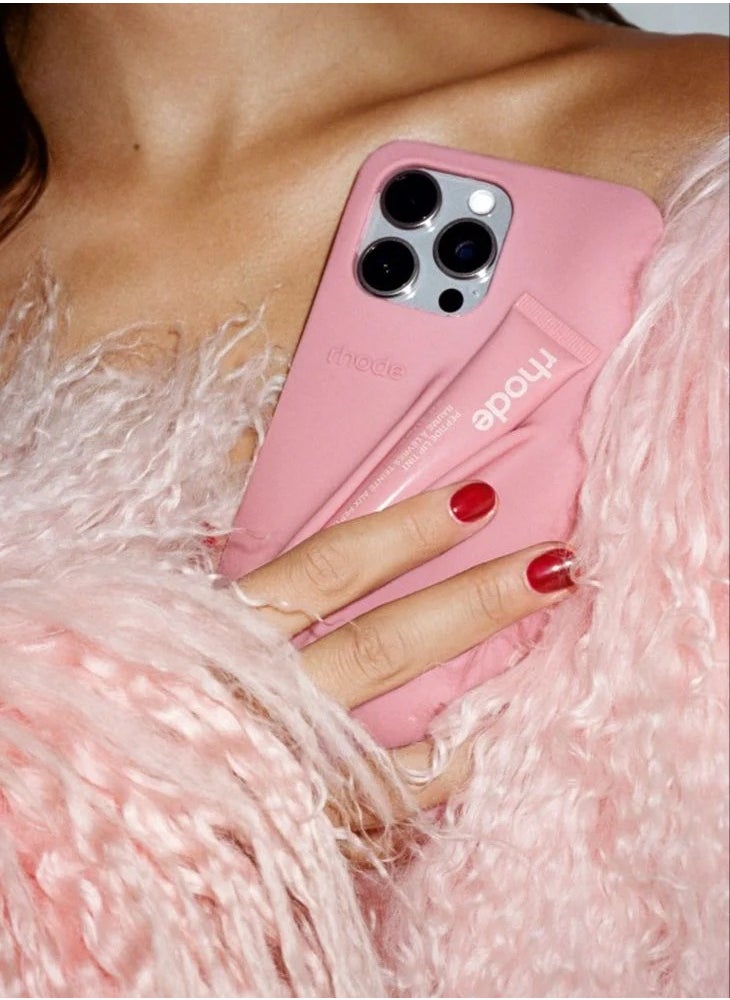 Rhode iPhone 16 Pro Max Case with Lip Gloss ,Mobile phone case Lipstick Set(Ribbon), Shockproof, scratch-resistant, portable, Rhode Applicable to iPhone 16 Pro Max