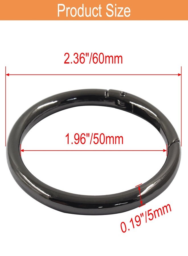 Cionyce 10 Pack Trigger Spring O Rings - 2 Inch Trigger Buckle Round Carabiner Clip Snap for Keyrings Buckle, Bags, Purses(Black, 50mm) - Image 4