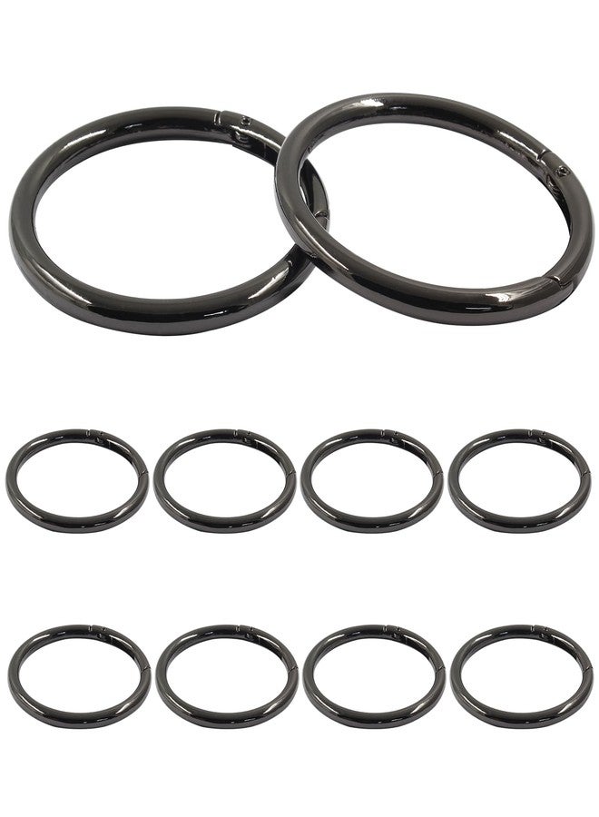 Cionyce 10 Pack Trigger Spring O Rings - 2 Inch Trigger Buckle Round Carabiner Clip Snap for Keyrings Buckle, Bags, Purses(Black, 50mm) - Image 1