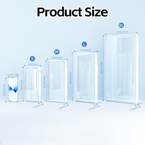 PARTNERJOY 4 Pack Clear Hard Shell Zipper Case SMLXL 12mm CrushProof Transparent Storage Pouches Hard Plastic Packing Cubes Organizer Bags for Travel Pencil Cosmetics Toiletry Toys Storage - Image 3