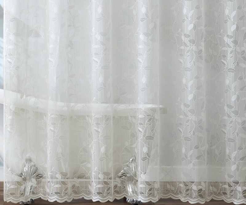 LINENZONE Lace Shower Curtains with Elegant Leaf Design. 72 x 72 Size. Can Be Used As Both Rustic Shower Curtain or Modern Shower Curtain. Bathroom Curtain with Scalloped Bottom. (Grace 72 x 72 Ivory) - Image 4