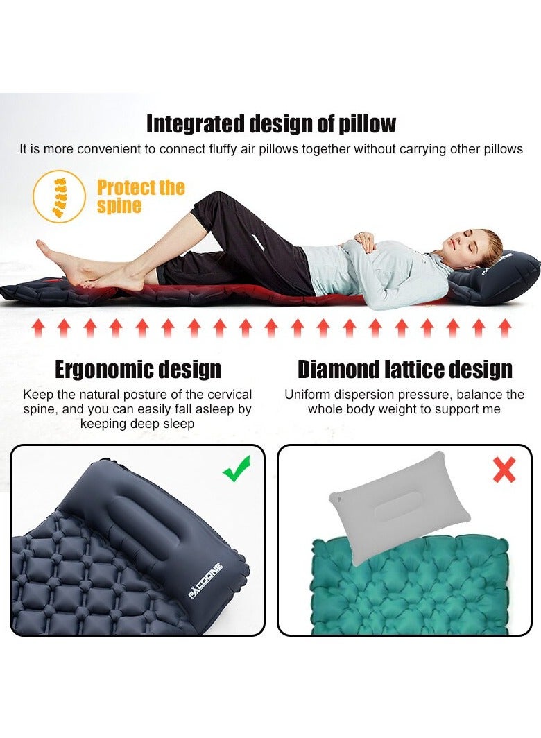 PACOONE Outdoor Camping Inflatable Mattress, Ultralight Air Mat With Built In Inflator Pump, Portable And Compact Sleeping Pad With Pillow For Camping, Backpacking, Hiking, (1pc, Army Green)  - Image 4
