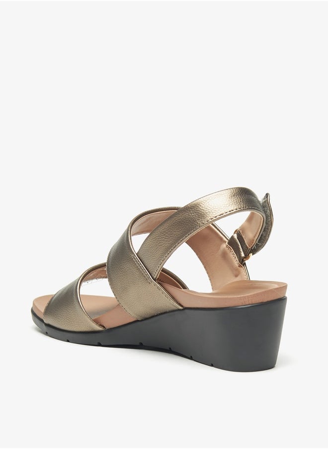 Le Confort - Women Textured Wedge Heel Sandals with Hook and Loop Closure Ramadan Collection - Image 1
