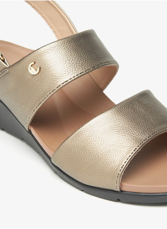 Le Confort - Women Textured Wedge Heel Sandals with Hook and Loop Closure Ramadan Collection - Image 1