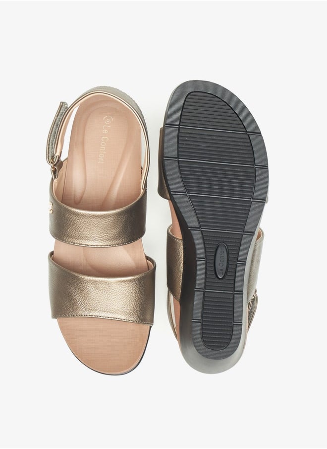 Le Confort - Women Textured Wedge Heel Sandals with Hook and Loop Closure Ramadan Collection - Image 1