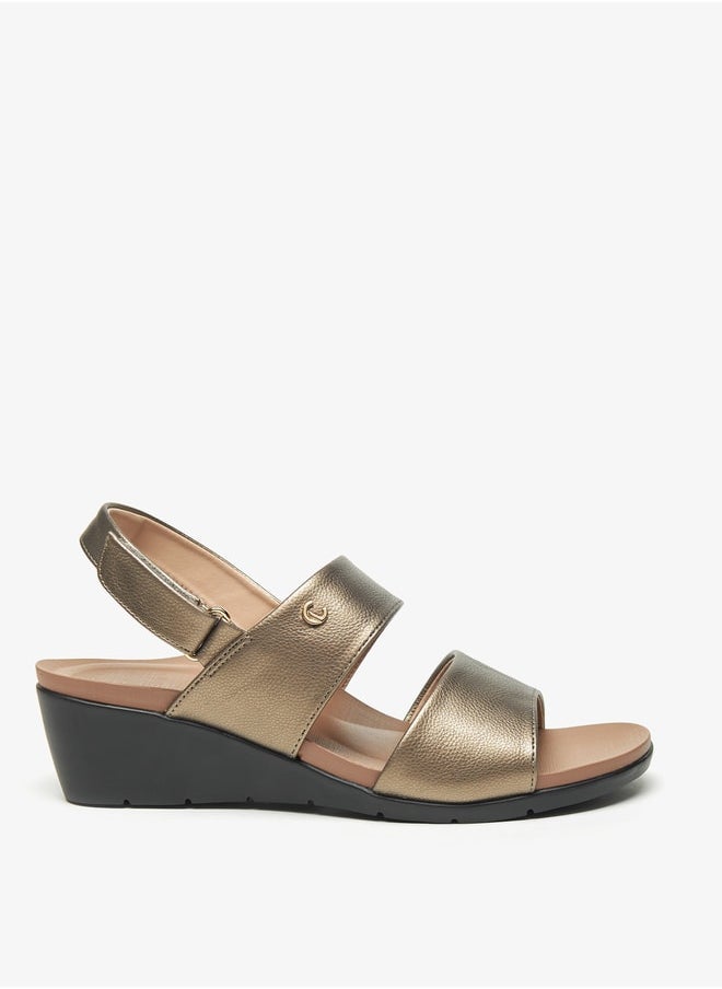Le Confort - Women Textured Wedge Heel Sandals with Hook and Loop Closure Ramadan Collection - Image 1