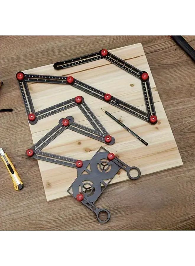 6 9 12 Fold Six Fold Ruler Aluminum Angle Ruler Multi Tool For Measuring Positioning Drilling Bushing Holes Precision Alignment Durable Compact Design Home Improvement - Image 2