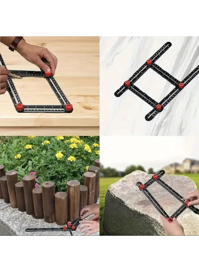 6 9 12 Fold Six Fold Ruler Aluminum Angle Ruler Multi Tool For Measuring Positioning Drilling Bushing Holes Precision Alignment Durable Compact Design Home Improvement - Image 3
