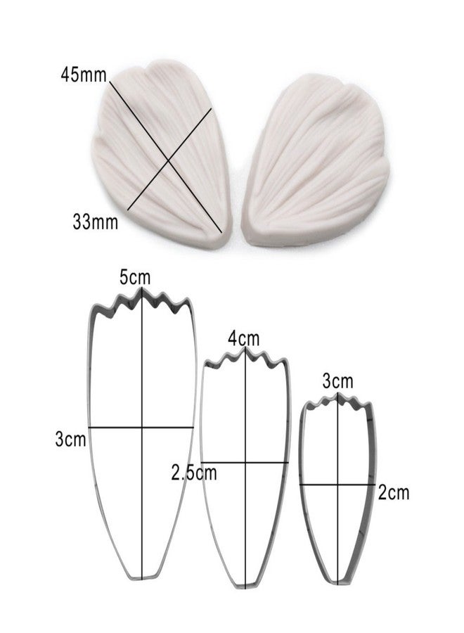 AK ART KITCHENWARE Coreopsis Daisy Gumpaste Making Tools Stainless Steel Fondant Cutter Veining Mold Silicone Veining Molds Vein Texture Tools A336&VM071-1 - Image 2