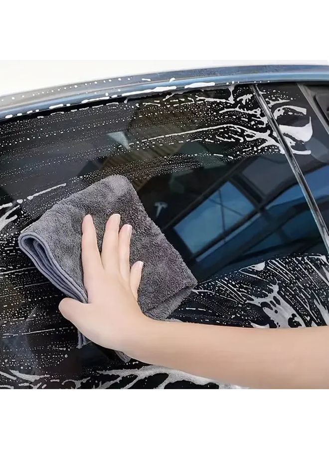 منشفة سيارة من الألياف الدقيقة الناعمة المخملية 1 قطعة، مزدوجة الجوانب، ماصة، غير قابلة للخدش، مناسبة للدهانات والزجاج والمرايا. - Image 5