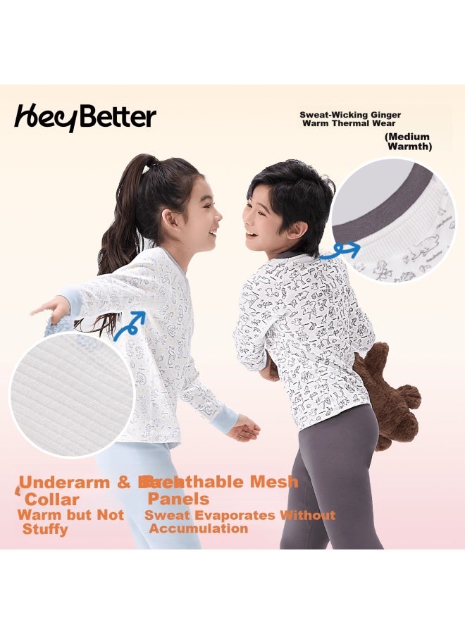 Heybetter Suitable For -10°~10°c Mid-warm Ginger Heated Children's Thermal Underwear Moisture-wicking Homewear - Image 3
