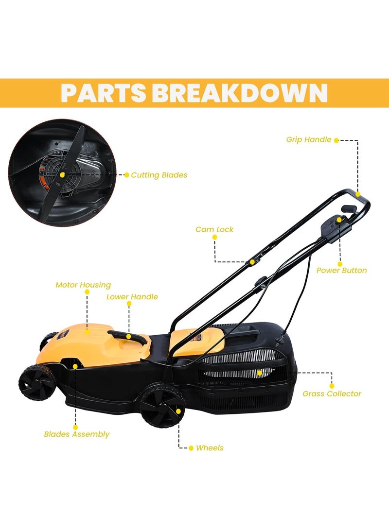 Ingco LM385 Electric Lawn Mower 1600W Corded Grass Trimmer 45L Capacity Lightweight Push Wheeled Cutting Machine for Garden Yard and Farm - Image 3