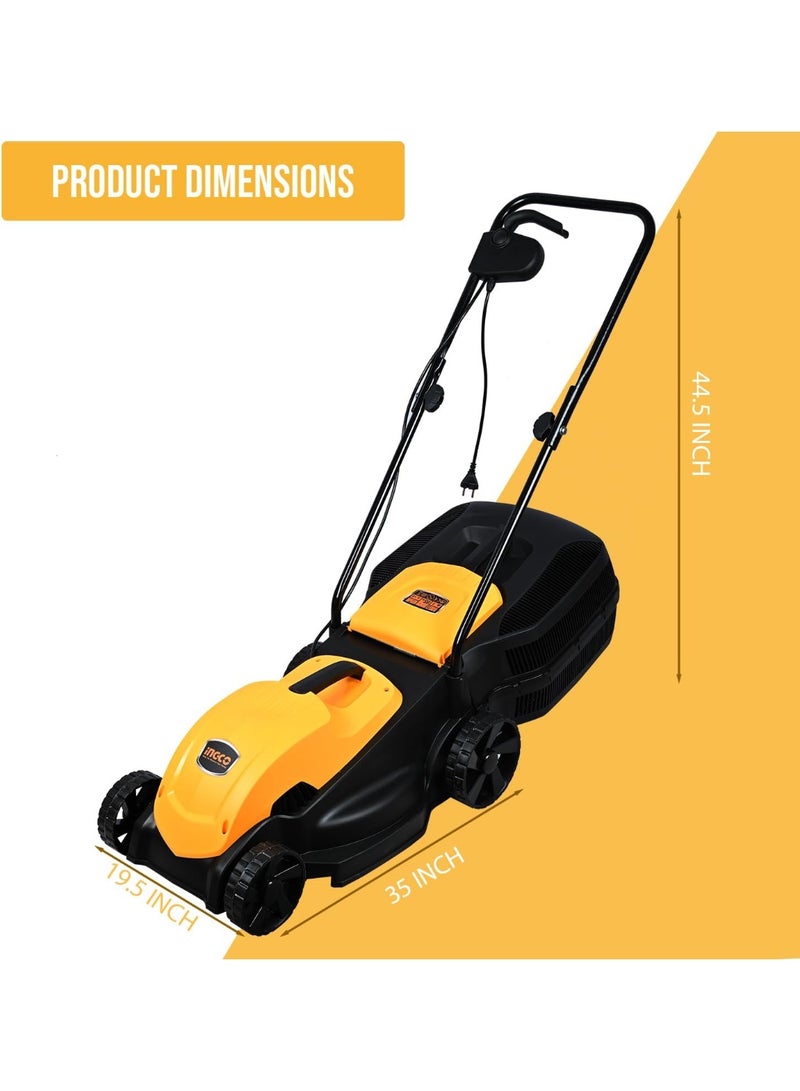 Ingco LM385 Electric Lawn Mower 1600W Corded Grass Trimmer 45L Capacity Lightweight Push Wheeled Cutting Machine for Garden Yard and Farm - Image 5