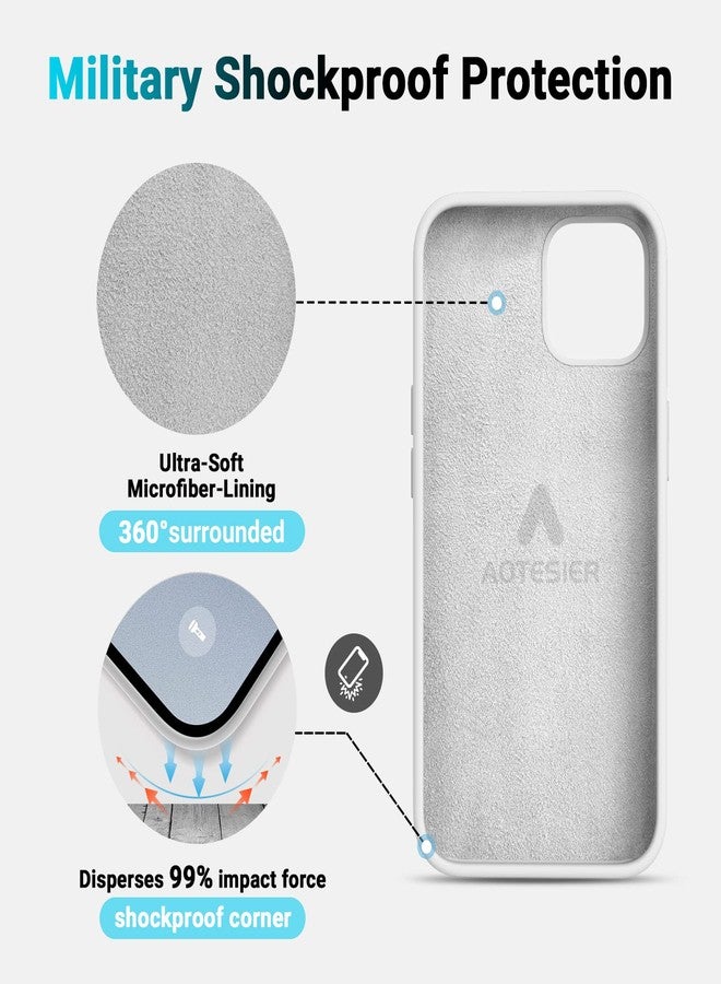 AOTESIER Shockproof Designed for iPhone 12 Pro Max Case,Liquid Silicone Phone Case with [Soft Anti-Scratch Microfiber Lining] Full-Body Drop Protection 6.7 inch Slim Thin Cover, White - Image 5
