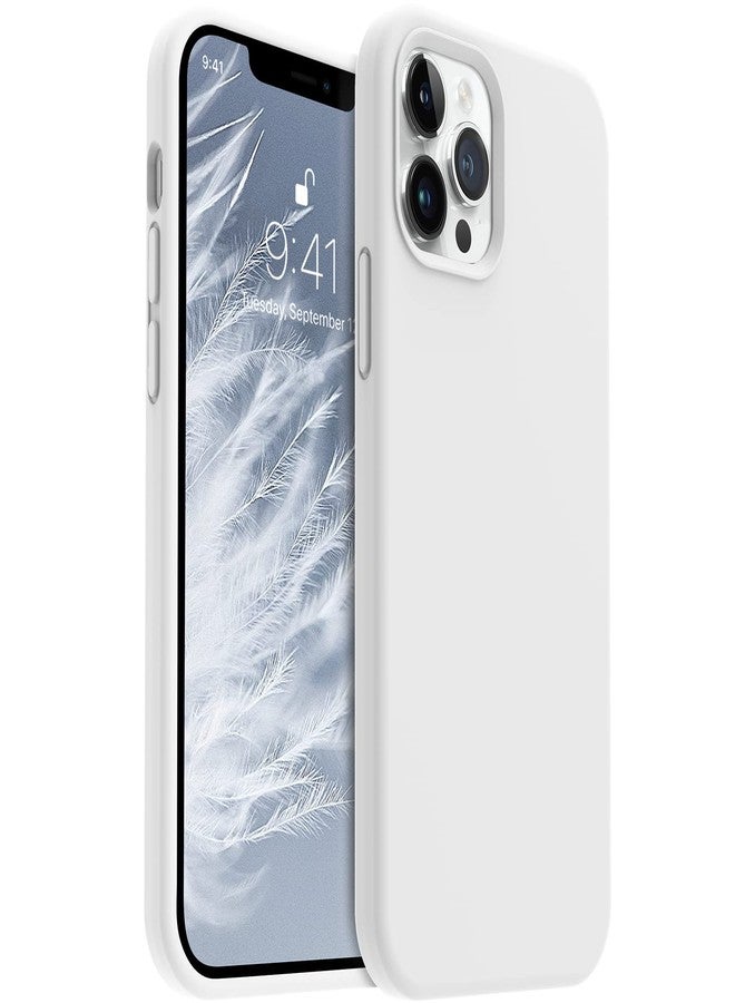 AOTESIER Shockproof Designed for iPhone 12 Pro Max Case,Liquid Silicone Phone Case with [Soft Anti-Scratch Microfiber Lining] Full-Body Drop Protection 6.7 inch Slim Thin Cover, White - Image 1