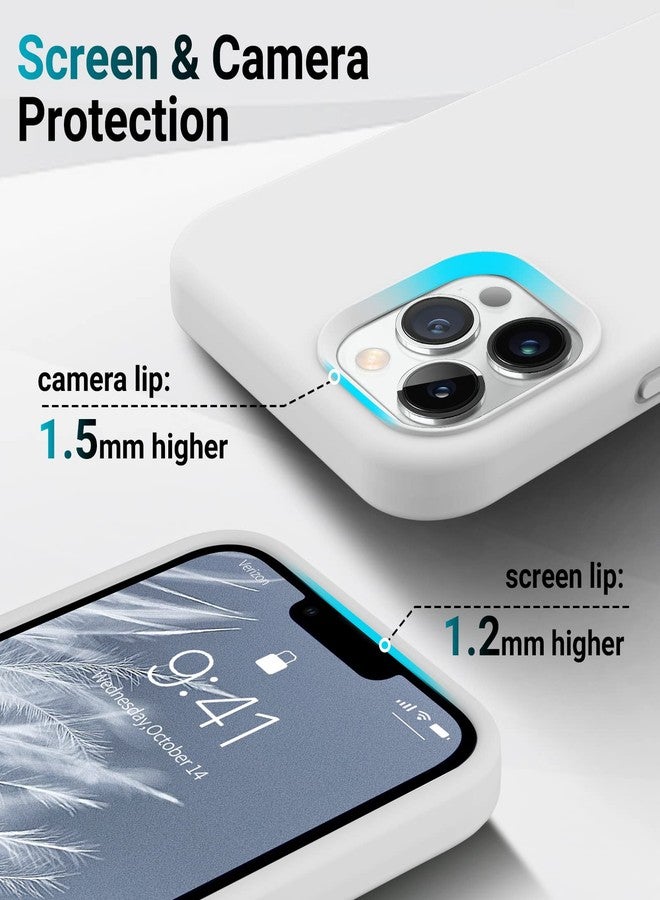 AOTESIER Shockproof Designed for iPhone 12 Pro Max Case,Liquid Silicone Phone Case with [Soft Anti-Scratch Microfiber Lining] Full-Body Drop Protection 6.7 inch Slim Thin Cover, White - Image 4
