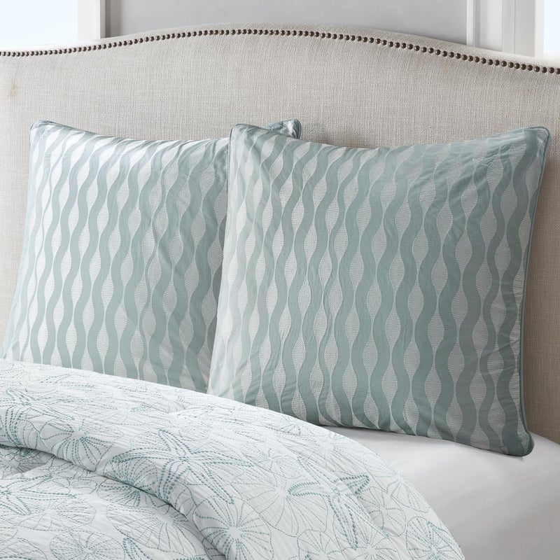 Harbor House Modern Fashionable Design Euro Sham  European Square Decorative Pillow Cover Zipper Closure Pillow Insert NOT Included Blue 26x26 - Image 1