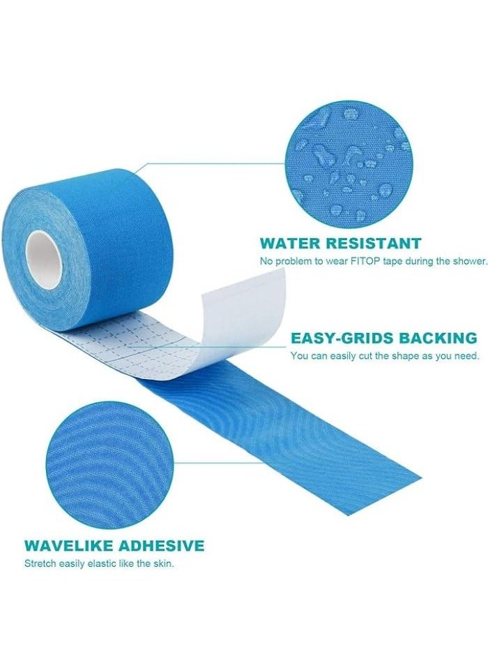 Medical Tape to Reduce Sprains, Muscle Pain and Sports Injuries for Athletes Waterproof Flexible Kinesiology Tape Sports Tape Professional Physio Tape (10m x 5cm,  Blue) - Image 2