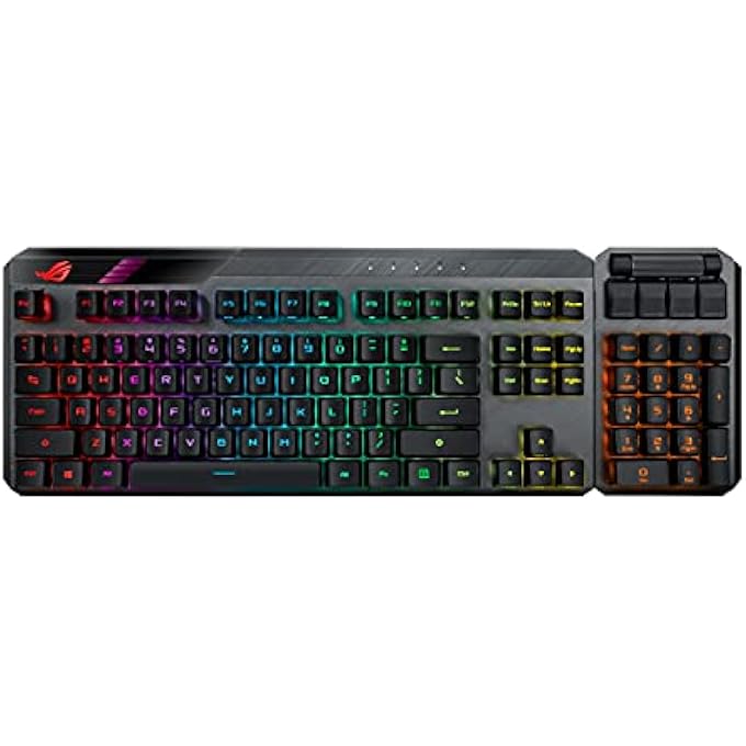 rayihni ROG CLAYMORE II WIRELESS MODULAR MECHANICAL GAMING KEYBOARD, DETACHABLE NUMPAD, RX RED AND RX BLUE SWITCHES, AURA SYNC, MEDIA CONTROLS, 2.4 GHZ, USB 2.0, MA02 - BLACK - Image 1