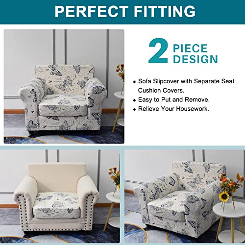 KRFOONN 2 Piece Chair Covers Printed Sofa Covers Couch Covers Washable Armchair Sofa Couch Slipcover Furniture Protector with Elastic Bottom for Living Room (Armchair, 04), Small - Image 3
