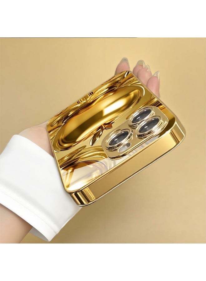Premium 3D Golden Apple Electroplated Tempered Glass Phone Case for iPhone 14 Pro / 15 Pro / 16 Pro, Full Camera Lens Protection, Shockproof - Image 3