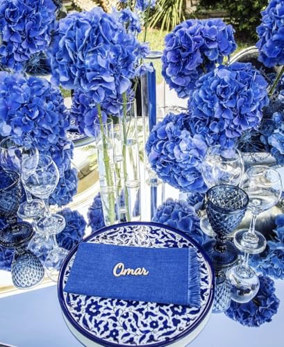 Coferset 5pcs Hydrangea Artificial Flowers Real Touch 20 inch Lifelike Hydrangea Flower for Home Wedding Office Party Living Room Decoration (Royal Blue) - Image 3