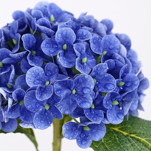 Coferset 5pcs Hydrangea Artificial Flowers Real Touch 20 inch Lifelike Hydrangea Flower for Home Wedding Office Party Living Room Decoration (Royal Blue) - Image 2