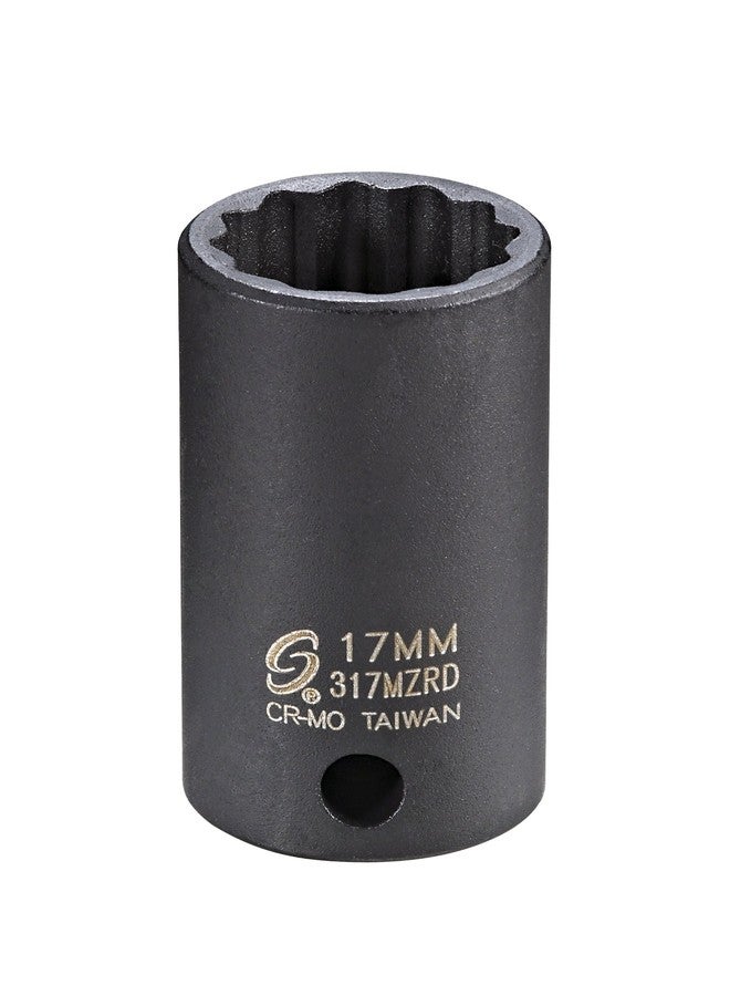 Sunex Tools Sunex 317MZRD 3/8-Inch Drive 17mm 12-Point Semi-Deep Impact Socket - Image 1