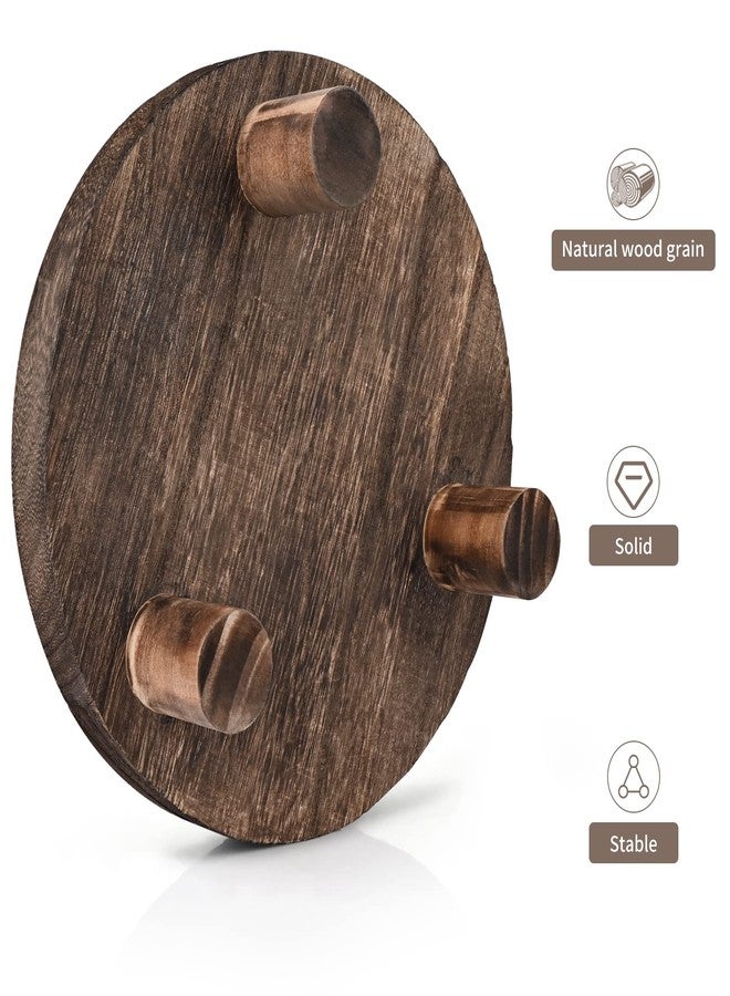 Yangbaga 2pcs Wooden Stool Display Stand, 8.46IN Round Plant Stand Wood-Flower Pot Supports Plant for Indoor Outdoor Home, GardenPatio Decorative - Image 3