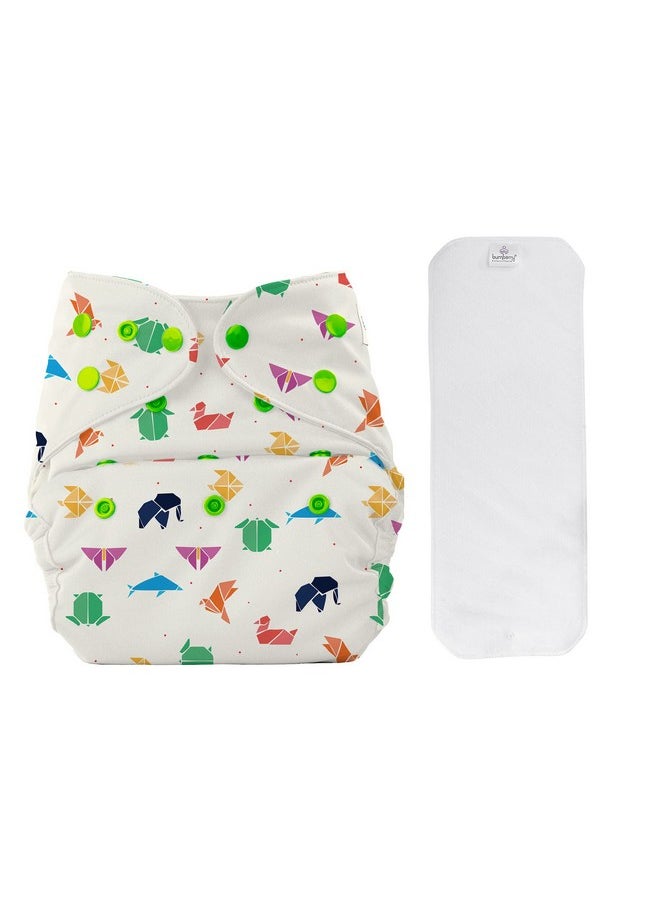 Bumberry Adjustable Reusable Cloth Pocket Diaper With 1 Three-Layer Microfiber Inserts For Babies (Origami 3-36 Months)  - Image 2