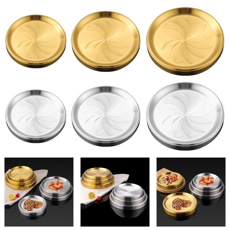 Double Layer Stackable Stainless Steel Food Storage Serving Dish 23 cm Metallic Silver - Image 3